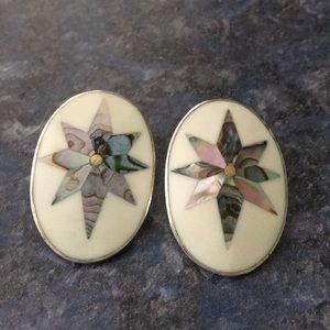 Alpaca Mexico Abalone Enamel Clip Earrings